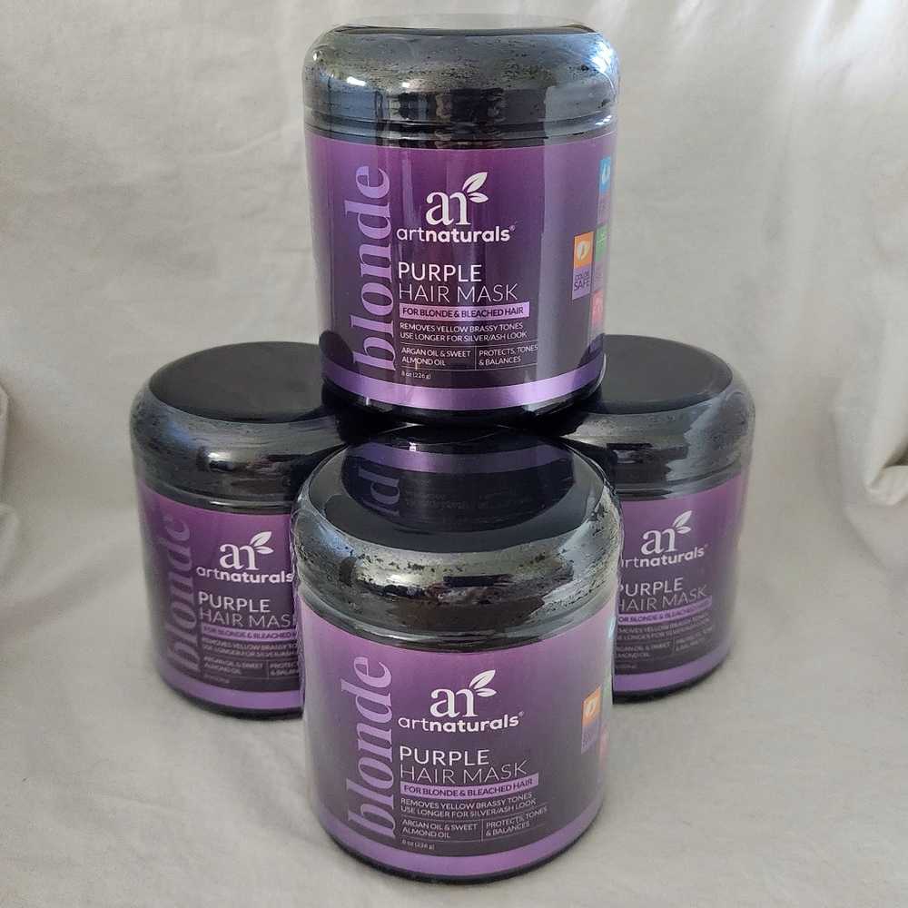 (4) 8oz Sealed Artnaturals Purple Hair Mask for Blonde, Silver & Platinum Hair